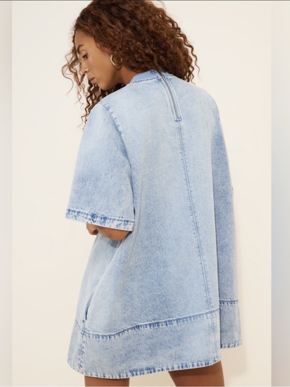 NWT Free People x We The Free Harlow Denim Mini Dress in Ocean Blue - Picture 3 of 14
